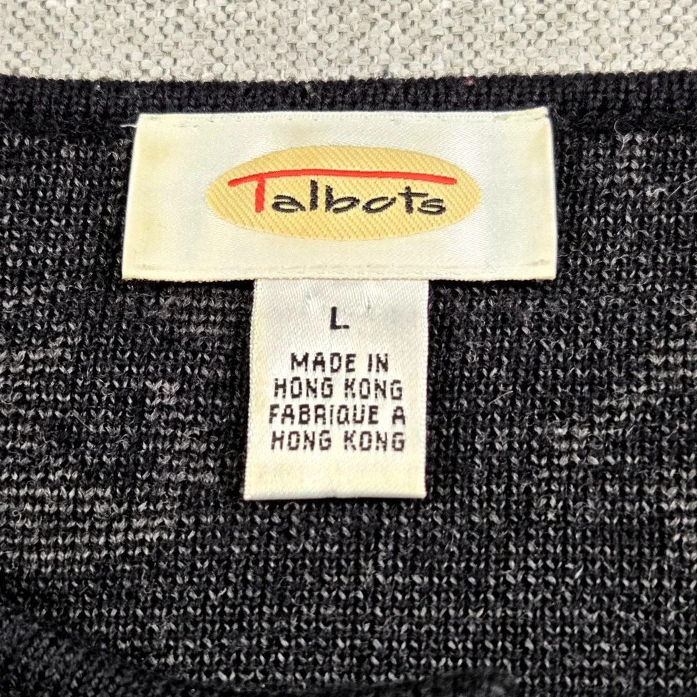 Talbots Black Floral Embroidered Cardigan Women's‎ L Button Up Cottagecore Bloom